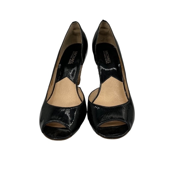 MICHAEL Michael Kors Black Patent Peep Toe Espadrille Wedge Heels Size 10 Womens - Picture 3 of 9